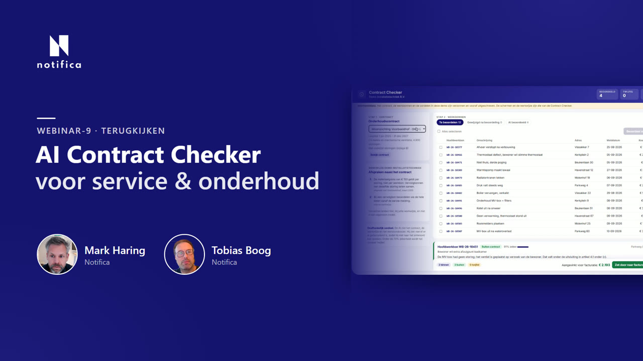 Webinar AI Contract Checker voor service en onderhoud, met Mark Haring en Tobias Boog